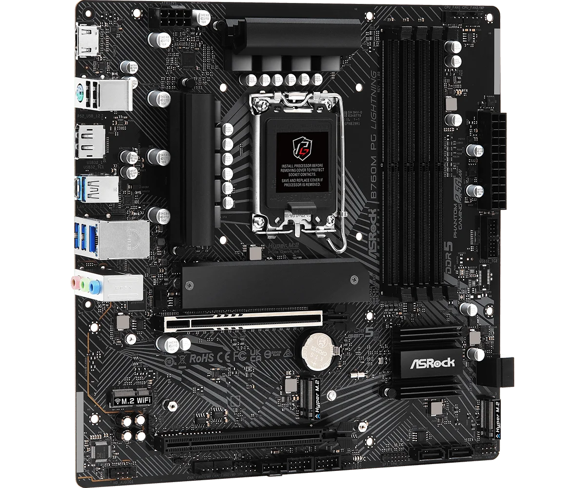 Scheda Madre ASROCK B760M PG LIGHTNING Intel B760 LGA1700 DDR5 256GB Supporto CPU 14900 14490 13700 13400 12900