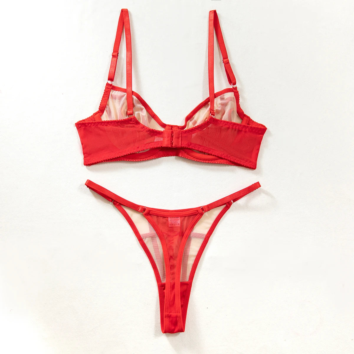Saldi di liquidazione: Completi intimo sexy a quadri irregolari, 2 pezzi, con inserti in rete trasparente, reggiseni e perizomi, abiti erotici intimi