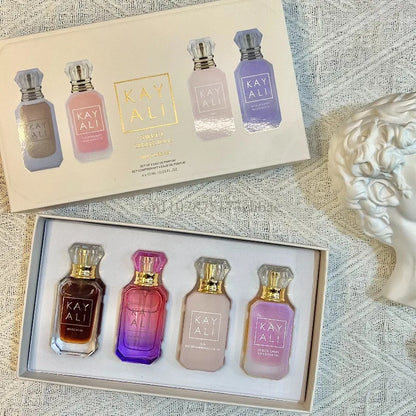 KAYALI Set di 4 Mini Profumi da 10ml, Fragranze Vaniglia, Oud, Floreali, Fruttate, Orientali, Lunga Durata, Unisex, Eau De Parfum, Set da Viaggio di Lusso