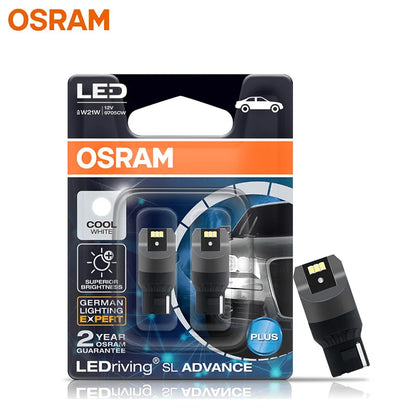 OSRAM Aggiornamento LED T20 W21W WY21W W21/5W Indicatore di direzione 7440 7443 LEDriving SL Advance LED Lampada di retromarcia per auto Lampadina di arresto freno 2X