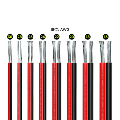 Cavo elettrico a 2 poli, in rame stagnato, 18/20/22/24/26/28/30 AWG, con isolamento in PVC, cavo di prolunga per strisce LED, cavo rosso e nero.