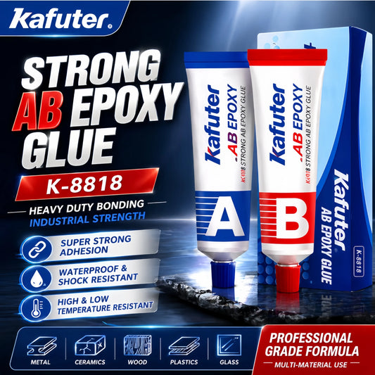 Colla Epossidica Kafuter K-8818 AB, Adesivo ad Alta Resistenza per Riparazioni di Metallo, Vetro, Ceramica e Plastica