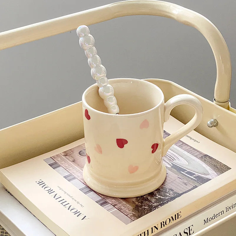 Set di stoviglie in ceramica a forma di cuore, piatto piano, insalatiera di riso, tazza da caffè, amore giapponese, regalo caldo per San Valentino