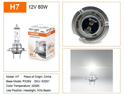 OSRAM CLASSIC H1 H4 H3 H7 Super Rally 12V 100W 80W faro alogeno per auto High Watt lampade autentiche 3200K più luminose (10 pezzi)