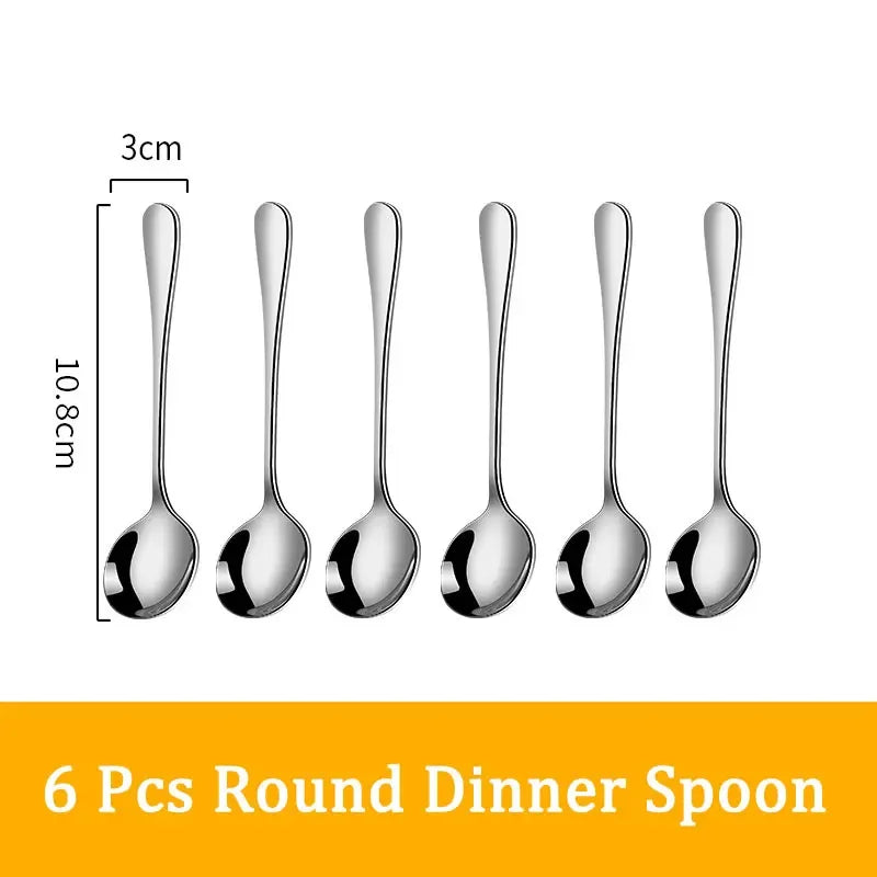 Set di posate da 24 pezzi in acciaio inossidabile, set di stoviglie, cucchiaio e forchetta, coltello, forchetta, cucchiaio da dessert, cucchiaio da tè