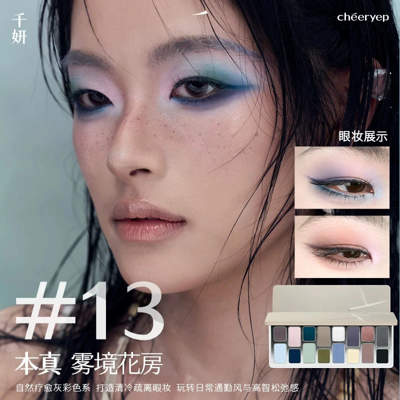 Qianyan Cheeryep Nuova Palette Ombretti 16 Colori Qianyan Glitter Camaleonte Opaco Perlescente Flash Plate Qian Yan Cowherd Sequins