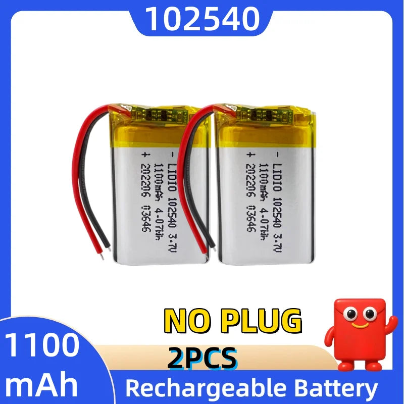Batteria al litio 3,7 V 102540, 1100 mAh, batterie polimeriche + scheda di protezione PCB per localizzatore GPS, dispositivi MP3/MP4, batteria ricaricabile.