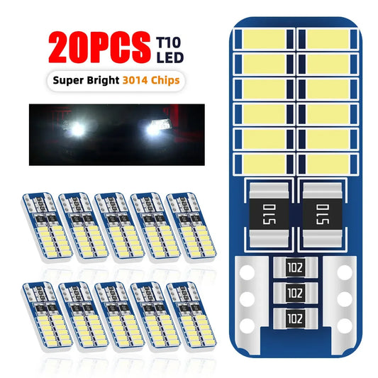 Lampadine LED W5W T10 per Interni Auto 10/20/50x, Senza Errori Canbus, Luci di Posizione 194 168, Illuminazione Abitacolo, Luci di Lettura