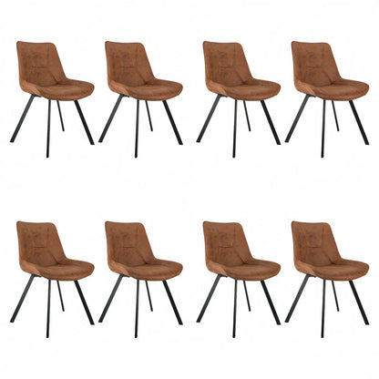 Set di 2 sedie da pranzo moderne in ecopelle con gambe in metallo marrone, per ufficio/soggiorno, 75 × 45 × 57 cm