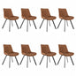 Set di 2 sedie da pranzo moderne in ecopelle con gambe in metallo marrone, per ufficio/soggiorno, 75 × 45 × 57 cm