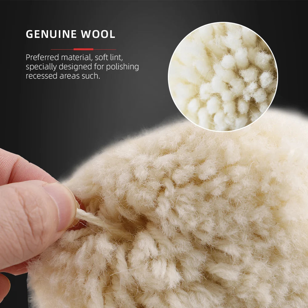 SPTA 1PC Sfera Lucidante in Lana Naturale da 4 Pollici (100mm) con Gambo Esagonale per Trapano Elettrico, Lucidatrice, Taglio, Riparazione Carrozzeria, Tampone Lucidante