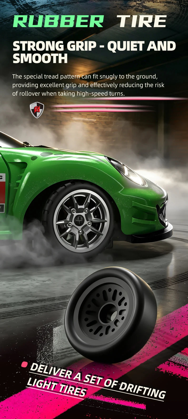 Auto RC da Drift ad Alta Velocità 1/64 con Luci, Auto Telecomandata 4WD 2.4G, Mini Auto da Corsa da Scrivania, Modellino in Scala, Giocattolo Regalo per Ragazzi
