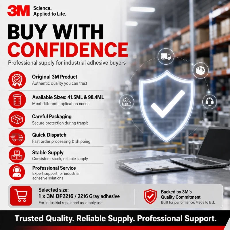 Adesivo Epossidico Originale 3M 2216 Scotch-Weld Grigio, Colla Strutturale Flessibile Bicomponente per Riparazione di Metallo, Gomma e Plastica