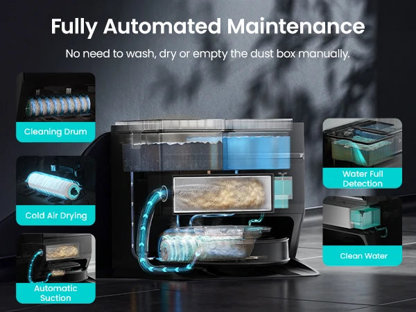 Lefant M5 Aspirapolvere Robot e Lavapavimenti Aspirazione 18000Pa Stazione di Svuotamento Automatico Rulli Autopulenti Navigazione Laser dToF Pulitore Pavimenti Intelligente