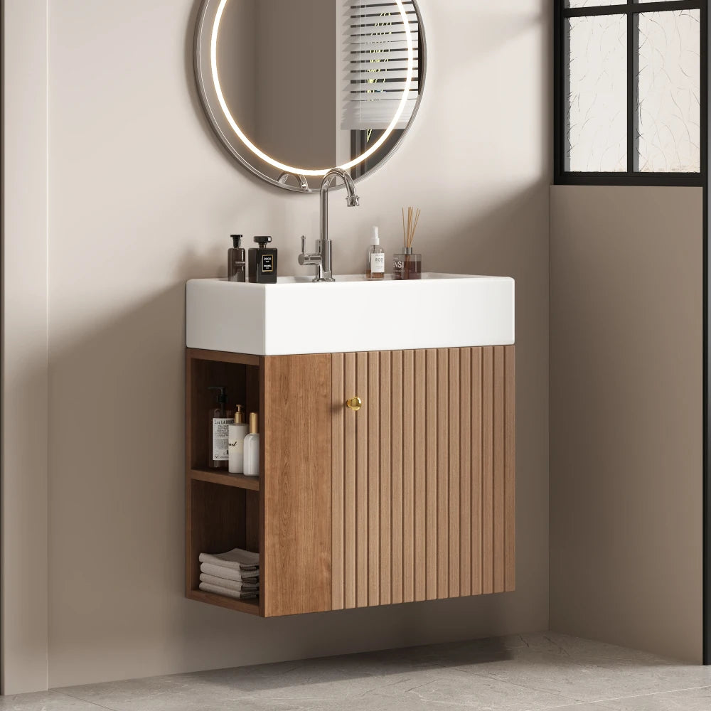 Mobile bagno sospeso con lavabo 55 × 31 × 66,5 cm e vani laterali