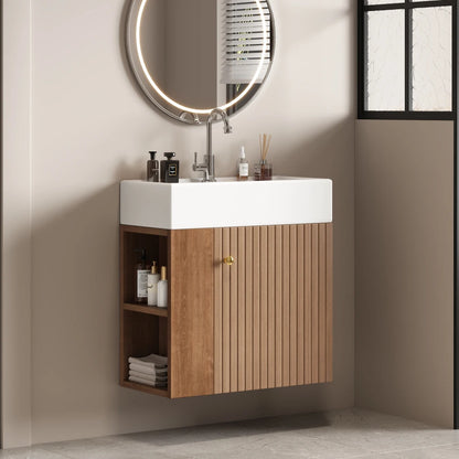 Mobile bagno sospeso con lavabo 55 × 31 × 66,5 cm e vani laterali