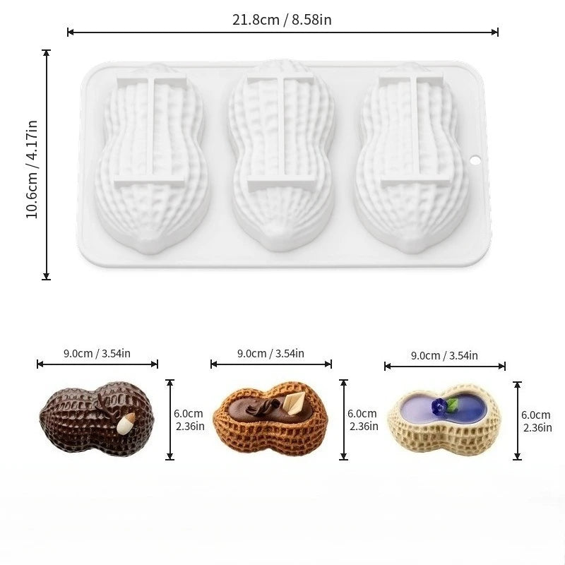Stampo in Silicone Grande per Mousse di Mandorle/Pistacchi/Pecan/Chicchi di Caffè, Stampo Fai-da-Te per Cioccolato e Gelato, Utensili per Decorazione Torte