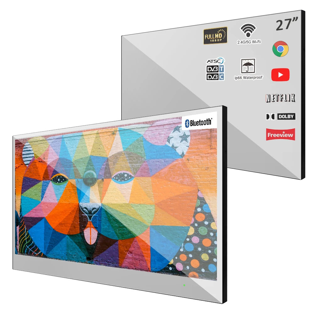 Souria 27 pollici Specchio magico TV LED impermeabile per bagno DTV Sintonizzatore WiFi Android TV Hotel Pubblicità SPA Salon US DVB-T T2 C