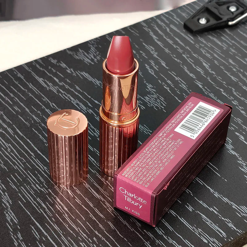 Rossetto in stick Charlotte New Pink Diamond Gold, fard in polvere colorato, lucidalabbra alla frutta, 4 colori, cosmetici portatili Tilbury
