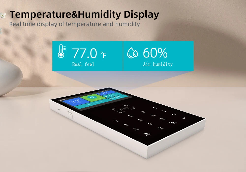 PG109 Sistema di Allarme Antifurto WiFi GSM da 4,3 Pollici per Casa, Compatibile con App Tuya, Controllo con Display della Temperatura