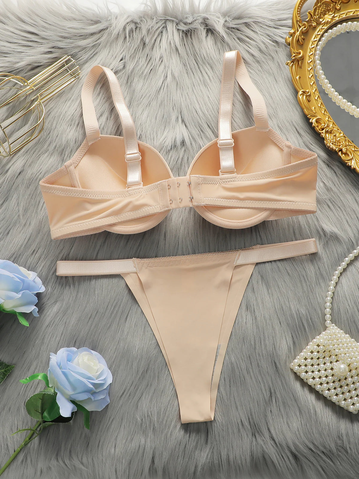 Adatto per reggiseno ispessente per seni piccoli Sexy    Reggiseni push up in due pezzi con ferretto  Set lingerie da donna B2051