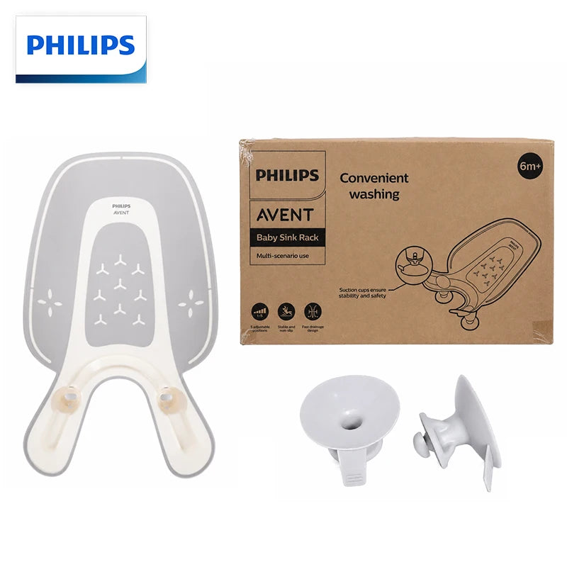 Philips Avent Malta Grey, struttura per l’igiene del neonato, realizzata in PP+TPE, resistente al calore, adatta a tutti i lavandini, per l’uso nella pulizia del bambino.