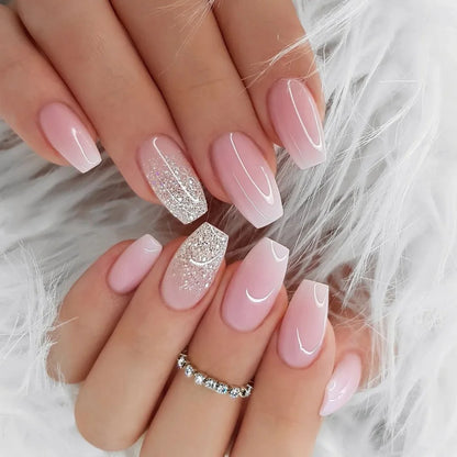 24 pezzi Stampa sulle unghie Design floreale Balletto di media lunghezza Unghie finte Moda Marrone Copertura completa Suggerimenti per manicure Set di unghie finte danneggiabili