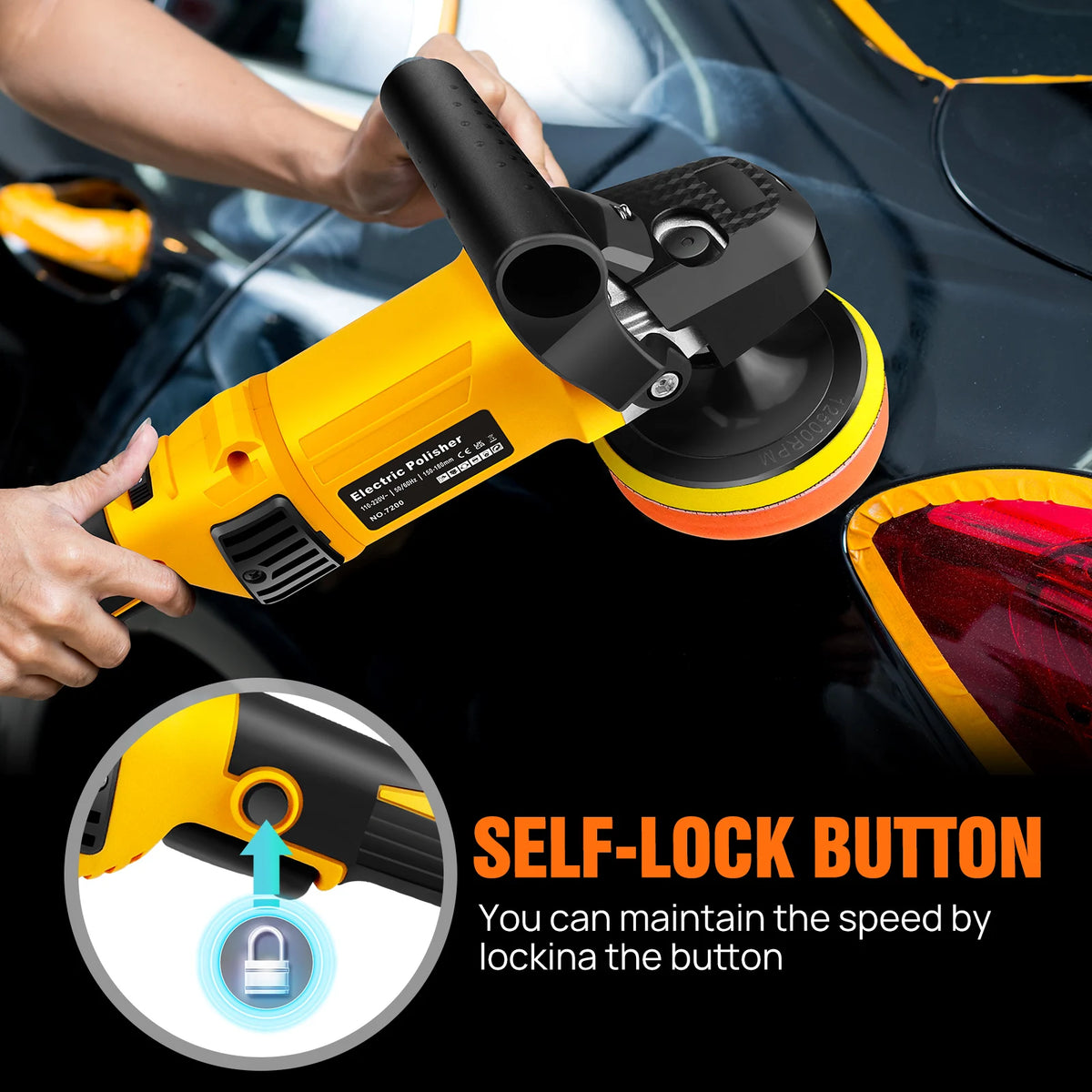 Lucidatrice e Levigatrice per Auto da 1400W, Macchina Lucidatrice Elettrica per Auto con 6 Velocità Variabili 800-3500RPM, Lucidatrice e Ceratrice da 150-180mm, 30 Accessori per Levigatura/Lucidatura/Ceratura/Sigillatura Aut