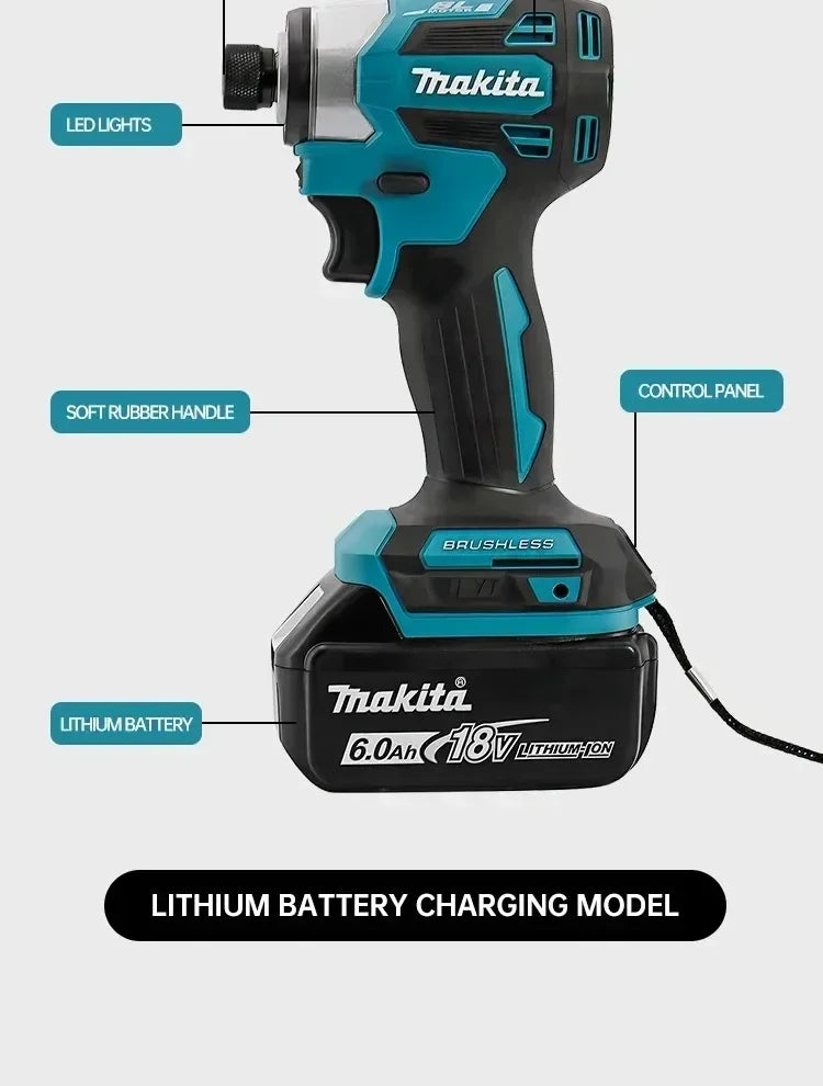 Makita DTD173 Blu 18V Avvitatore a Impulsi Brushless agli Ioni di Litio, Utensile Multifunzione, Trapano, Utensile Elettrico con Batteria 18650