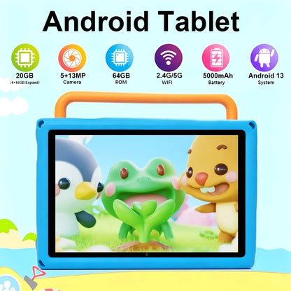 Koomdigi T30 Pro-K Tablet Android 13 da 10,1", 20GB di RAM (4GB+16GB estesi), 64GB di ROM, Chiamate 4G LTE, Wi-Fi Dual-Band, Display IPS 1280×800, Processore Octa-Core MTK, Batteria da 5000mAh, Doppia Fotocamera, Custodia in
