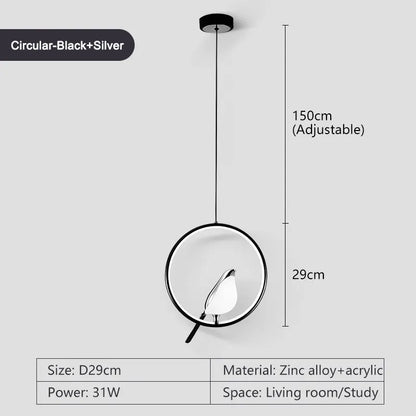 Lampadari a sospensione a LED per uccelli gazza girevoli per interni per lampade a sospensione a soffitto a linea regolabile da comodino per cucina e pranzo