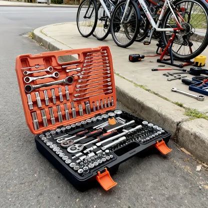 Set di chiavi a bussola SAE per carichi pesanti da 53/150 pezzi, kit di attrezzi per meccanica professionale - Strumenti di riparazione di emergenza per garage e strada