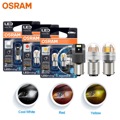 OSRAM Aggiornamento Luce di segnalazione a LED S25 P21W PY21W P21/5W LEDriving SL Advance 1156 1157 LED Lampadina fendinebbia per auto Posizione freno Lampada stop 2X