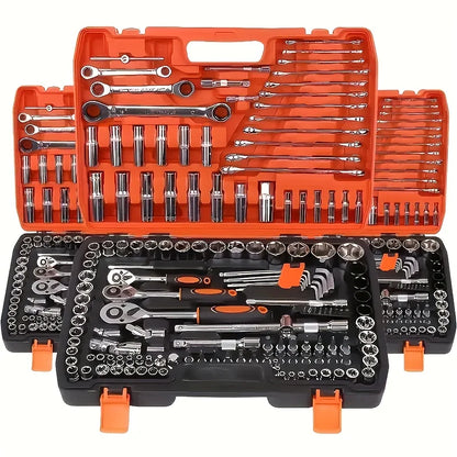 Set di chiavi a bussola SAE per carichi pesanti da 53/150 pezzi, kit di attrezzi per meccanica professionale - Strumenti di riparazione di emergenza per garage e strada