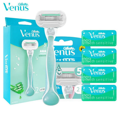 Gillette Venus Rasoio da Donna 5 Strati Lama Lame Liscia Coltello per Depilazione per Donna Aloe Anti-Allergia Depilatore