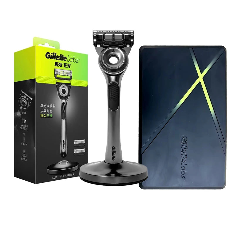 Gillette Labs Razor Aurora Series Flexdisc Rasoio da barba con lama a induzione a 5 strati per uomo con supporto