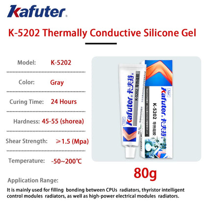 Pasta Termica Kafuter K-5202 K-5203K K-5204K K-5205 per CPU GPU, Grasso Siliconico per Dissipatore di Calore LED e Chip IC