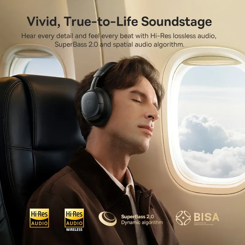 Cuffie Bluetooth Baseus Bowie MH1 con Cancellazione del Rumore 48dB, Hi-res LDAC, Cuffie Over-Ear, Auricolari Wireless