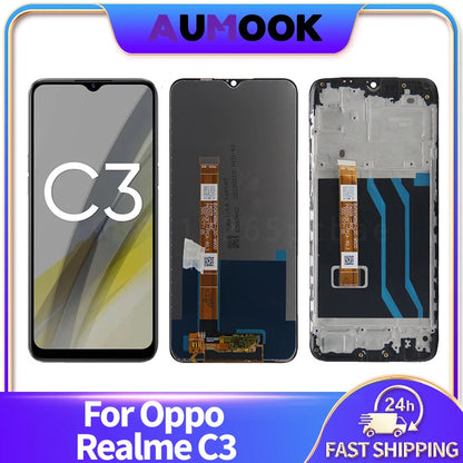 6.5 "LCD Per OPPO Realme C3 Display LCD Touch Screen Digitizer Assembly RMX2027 RMX2020 RMX2021 Parti di Ricambio Dello Schermo LCD