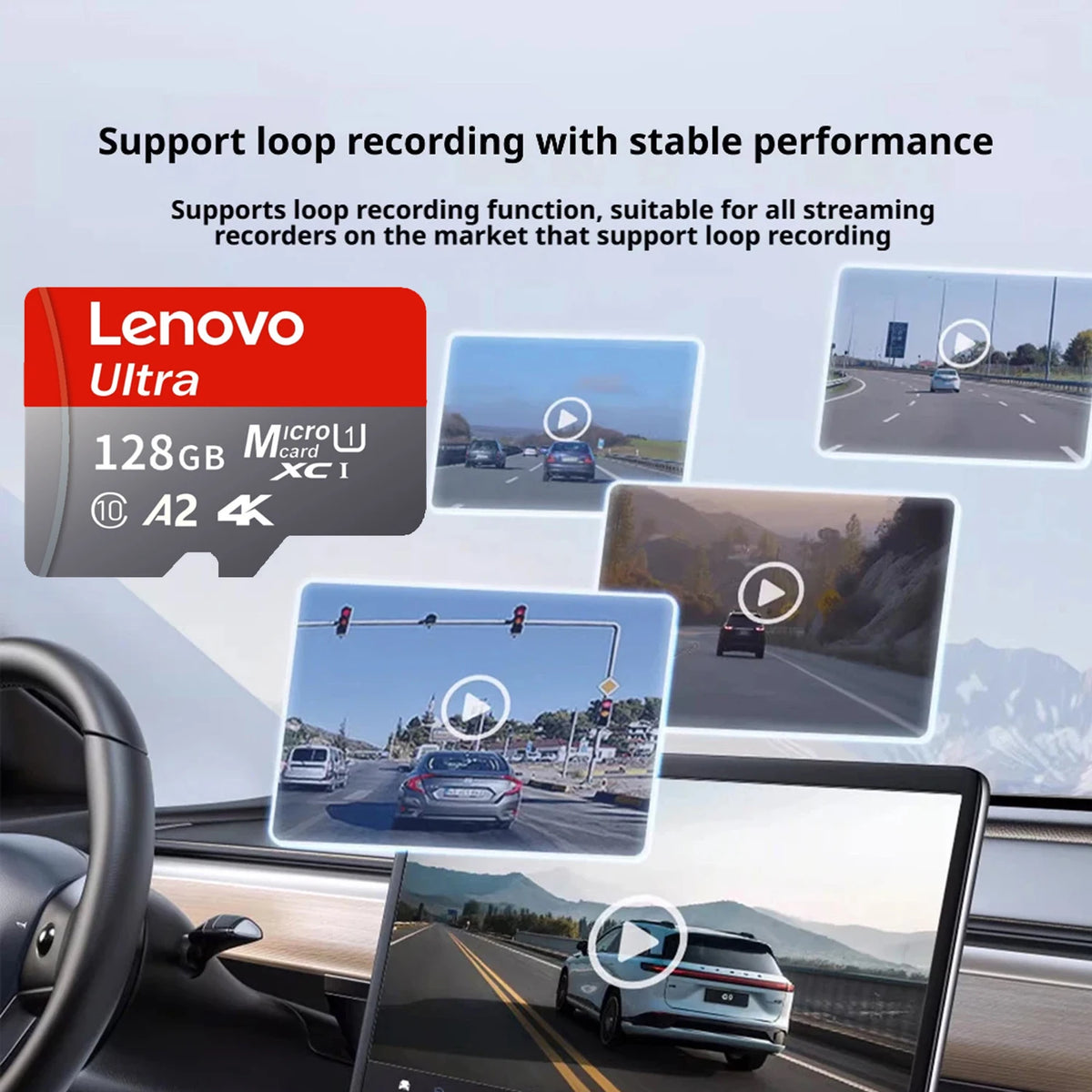 Scheda di memoria Micro SD Lenovo ad alta velocità, disponibile nelle seguenti capacità: 1 TB, 128 GB, 256 GB, 512 GB, compatibile con video 4K Full HD, telefoni, GoPro, droni e action cam.