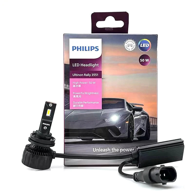 Philips Ultinon Rally 3551 H11 Auto LED Head Light 100W 9000LM Ad alta potenza Super Bright 6500K Bianco Retrofit Lampade LUM11362U3551X2
