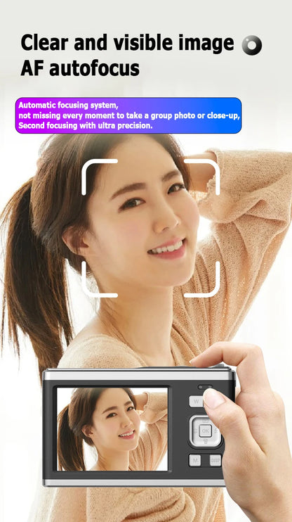 Fotocamera digitale 4K con doppio schermo, obiettivo telescopico, zoom ottico 16x ad alta definizione, fotocamera impermeabile, ideale per selfie, per migliorare l’aspetto, per uso domestico, modello C23.