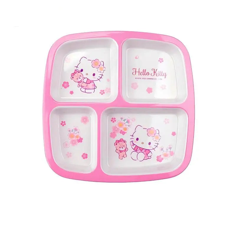 Set di stoviglie in melamina Hello Kitty per bambini - Ciotole, piatti, cucchiai e tazze anti-scottatura con simpatico design a cartoni animati