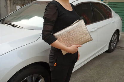 Borsa Clutch da Donna in Pelle PU Effetto Coccodrillo, Pochette da Sera a Busta, Nuova Collezione 2026, Borsa a Mano Femminile, Pochette da Donna