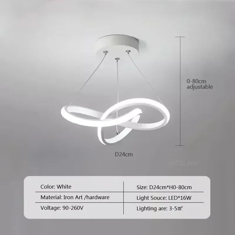 Lampada a sospensione moderna a LED con design irregolare aerodinamico Piccola lampada a sospensione creativa per camere da letto, sala da pranzo, sale studio