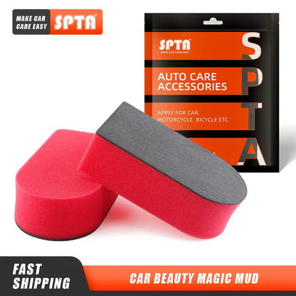 SPTA 1PC Tampone in Argilla Magica Rossa per Lavaggio Auto, Spugna per Pulizia e Dettagli Auto, Accessori per il Lavaggio