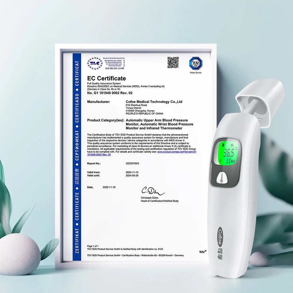 Cofoe Termometro digitale per fronte e orecchie 2 in 1 Termometro medico senza contatto per neonati/adulti ±0,1 ℃   Misura precisa della temperatura