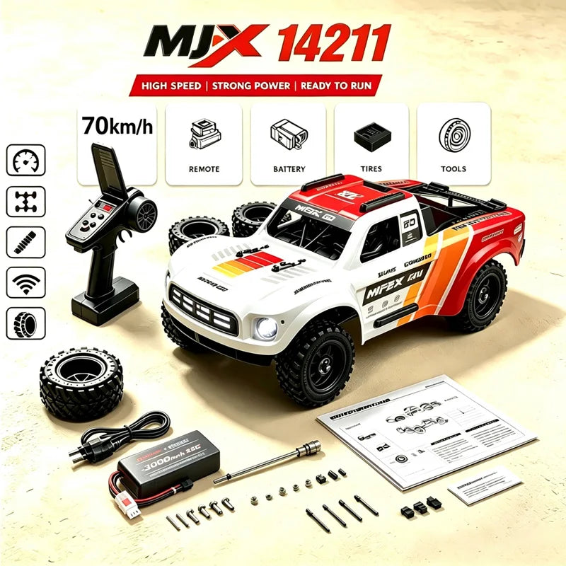 Auto RC MJX Hyper GO 14211, 75km/h, 1/14, 2.4G, Camion Telecomandato, 4WD, Fuoristrada, Veicolo da Corsa ad Alta Velocità, RTR Wltoys