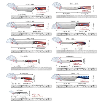 Set di 12/20 coltelli da chef in acciaio inox per pane, frutta e disossamento, leggeri e facili da usare, ideali come regalo per le festività per uomini.