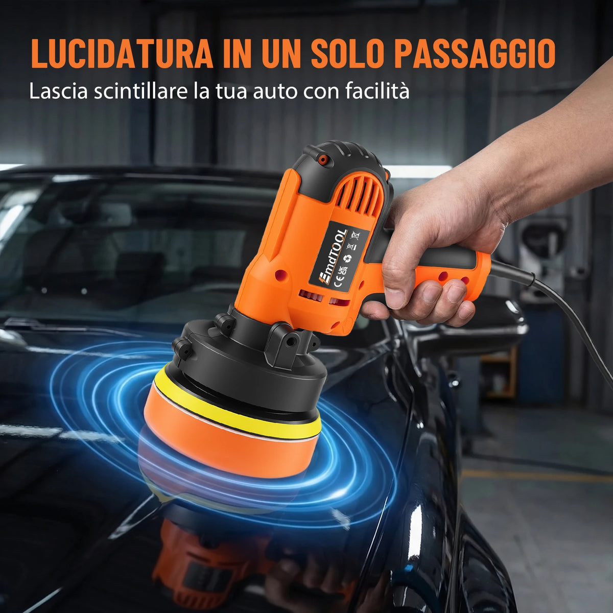 Lucidatrice e Levigatrice per Auto a Doppia Azione, Lucidatrice Rotativa per Auto con Maniglie Laterali, Tamponi per Lucidatura